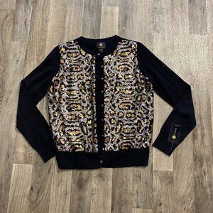 NWT JM Collection Animal Print Sequined Cardigan Size PP
